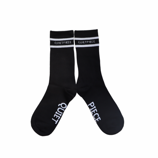 QuietPiece Ribbed Black Cotton Socks